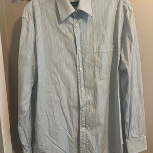 Canali cotton button down blue and yellow striped 16.5 (42) made in Italy